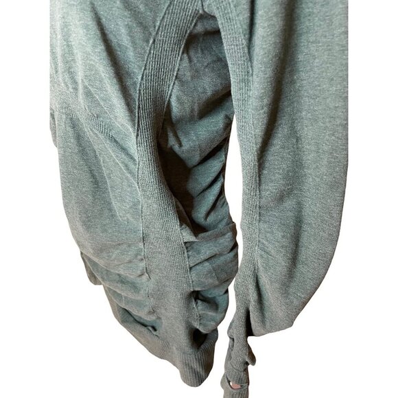 Athleta Green Pullover Mockneck Ruched Sweater with Thumbholes Sz M - Picture 3 of 10